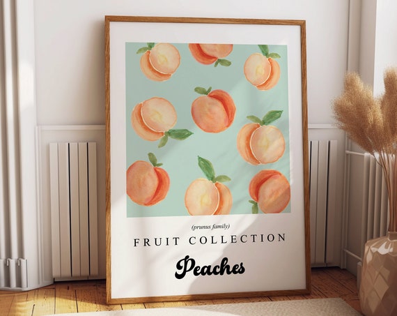 Peach Fruit Market Wall Art Print Citrus Poster Food Dining Room Kitchen Vintage 2240
