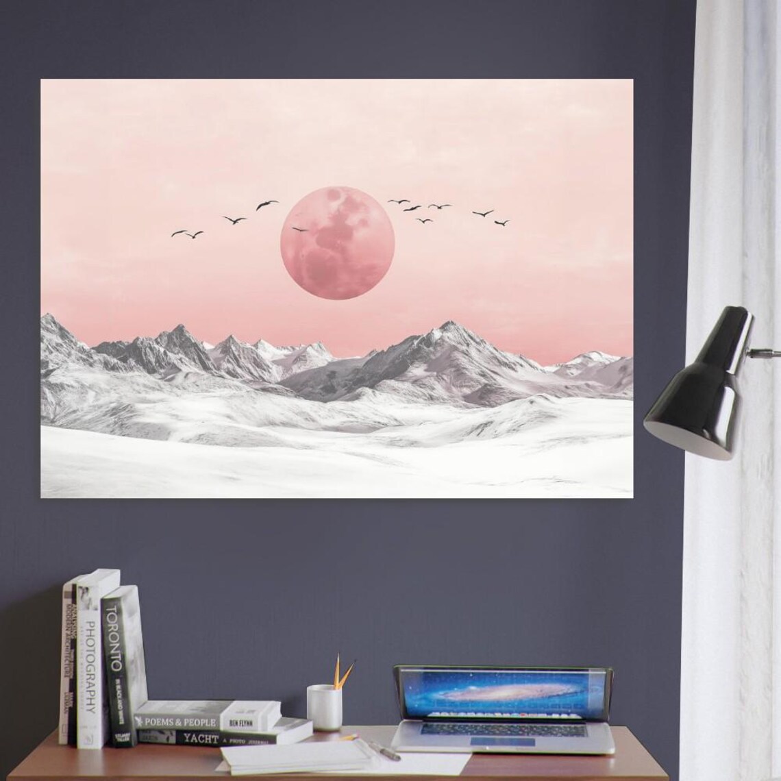 Hokusai Pink Landscape, Japanese Woodblock Art Print - Image 2