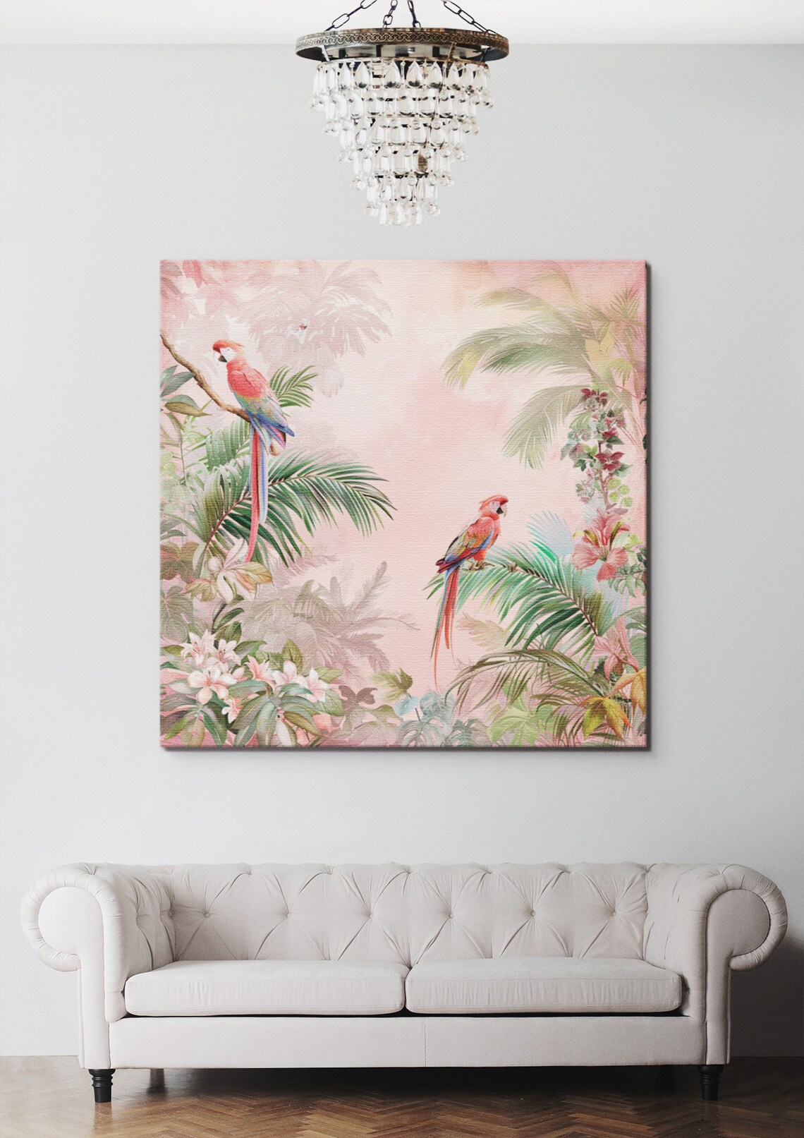 Palm Tree Parrots, Exotic Bird Decor For Home