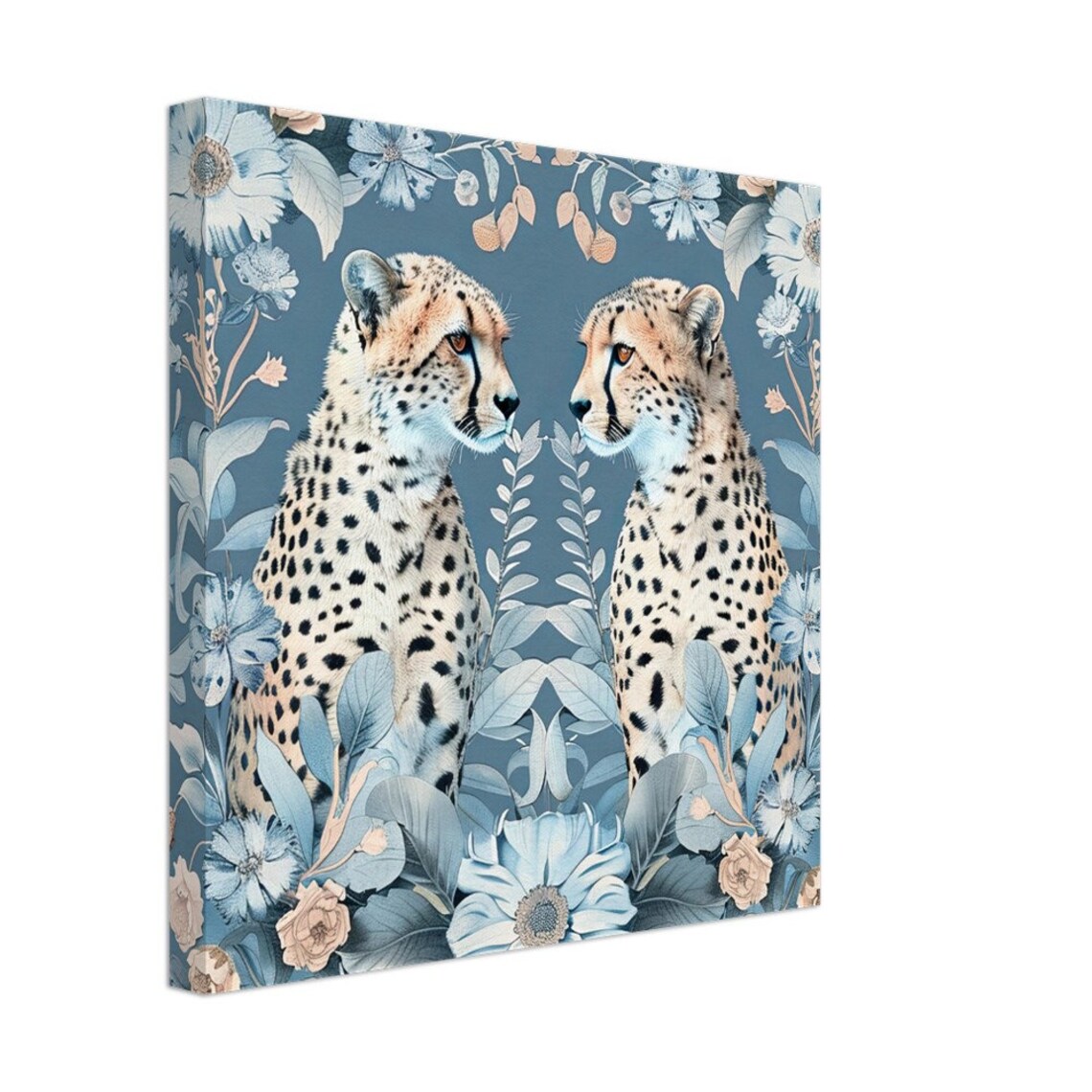 Elegant Blue Cheetahs Illustration, Jungle Safari Gift - Image 2