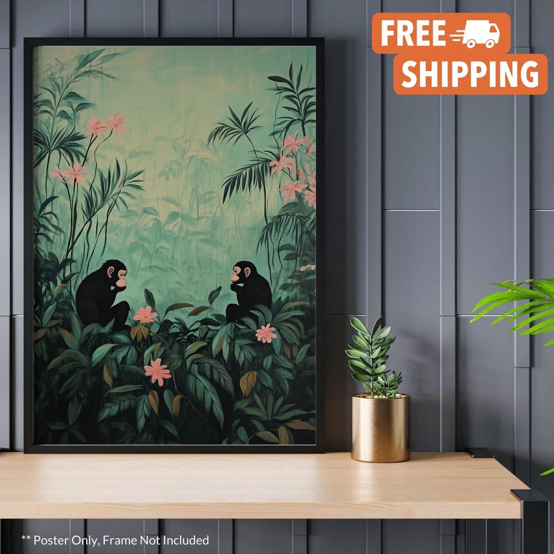 Henri Rousseau Tropical Jungle Monkeys Art Print
