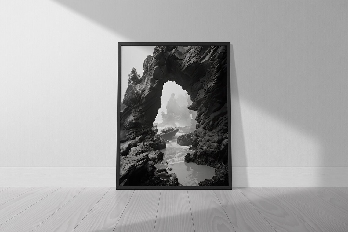Majestic Rock Archway, Vintage Coastal Art - Image 2