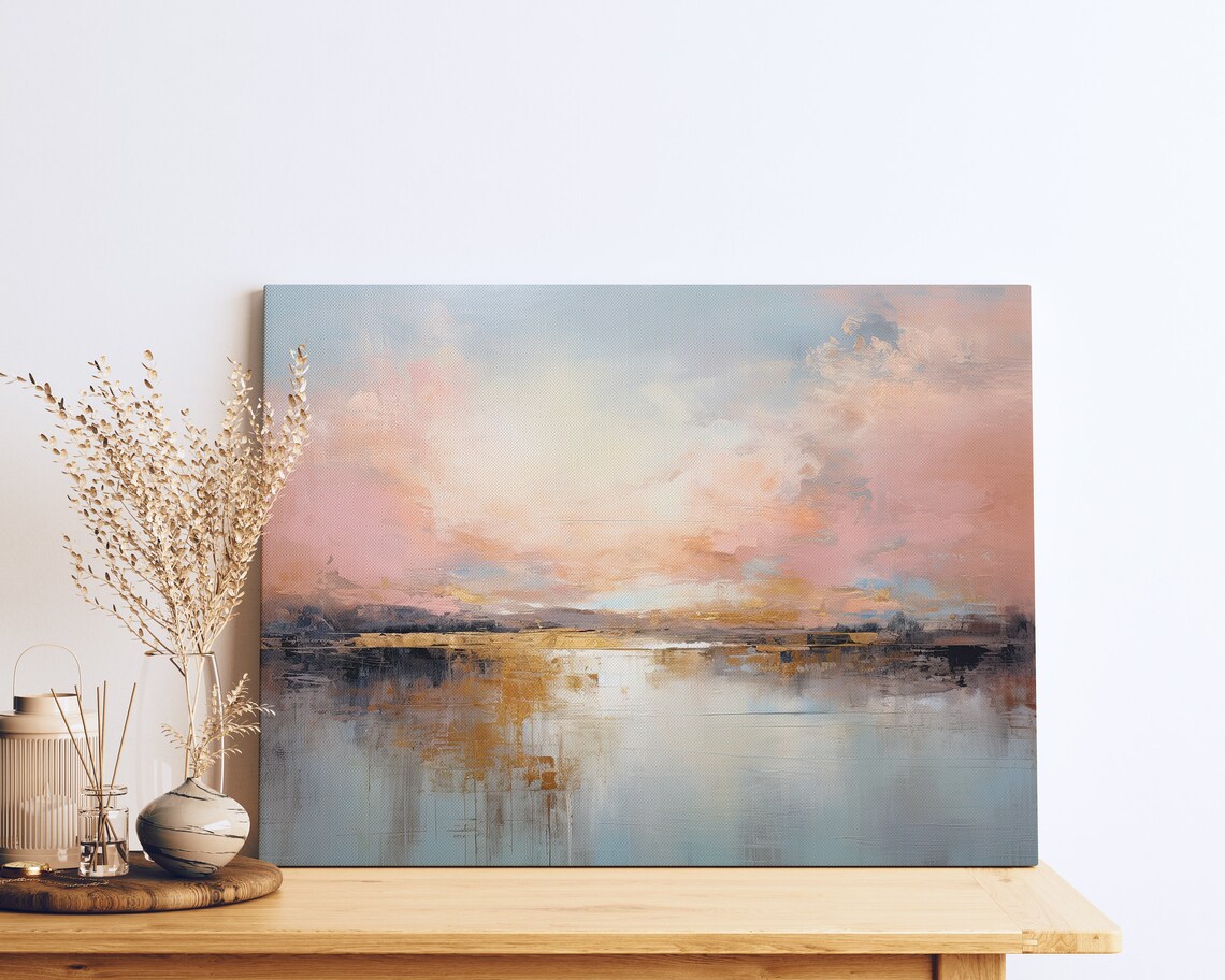 Pink Sky Gold Horizon Abstract Sky Landscape Art Print