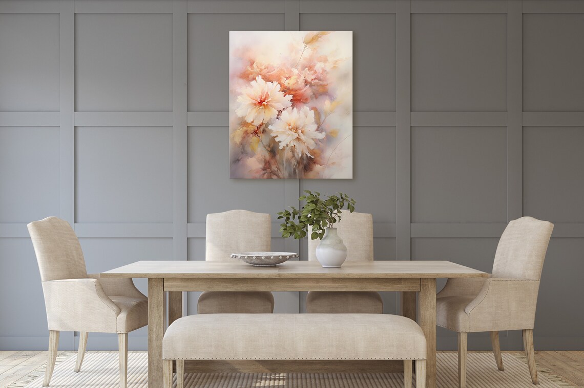 Pastel Chrysanthemum, Contemporary Flower Art - Image 2