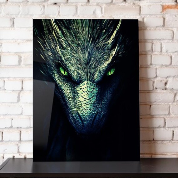 Green Dragon Wall Art Dragon Poster Metal Poster Dragon Wall Art Green Dragon Print 8x10 12x16 16x20