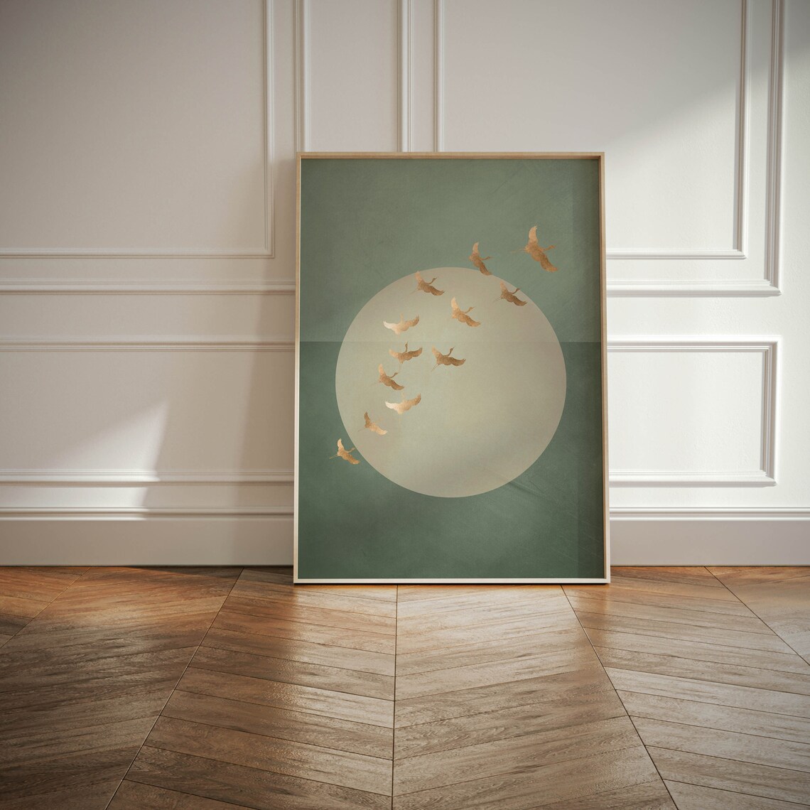 Flying Cranes Wall Art Print, Japandi Decor - Image 3