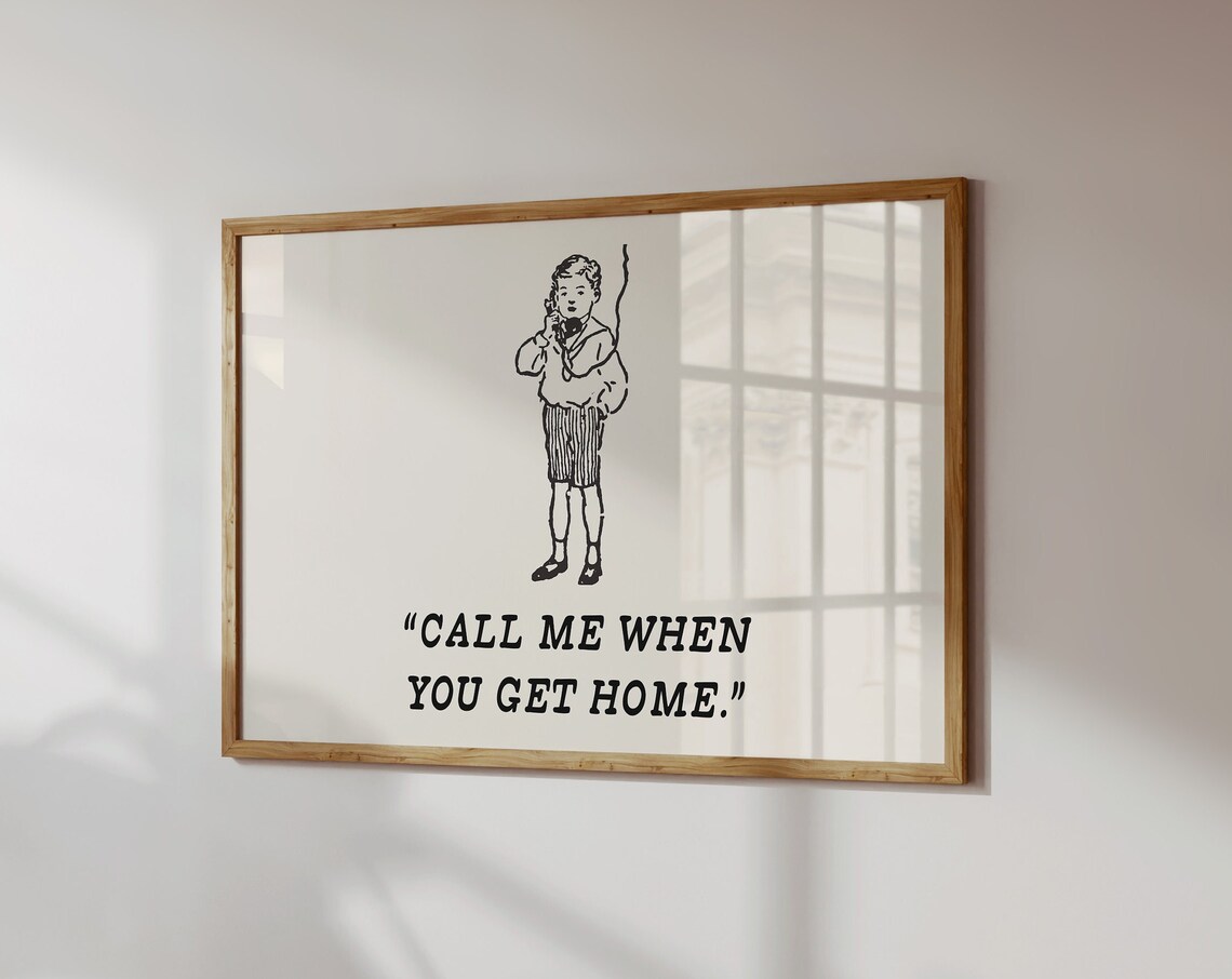 Call Me When You Get Home Vintage Telephone Boy Quote Poster - Image 3