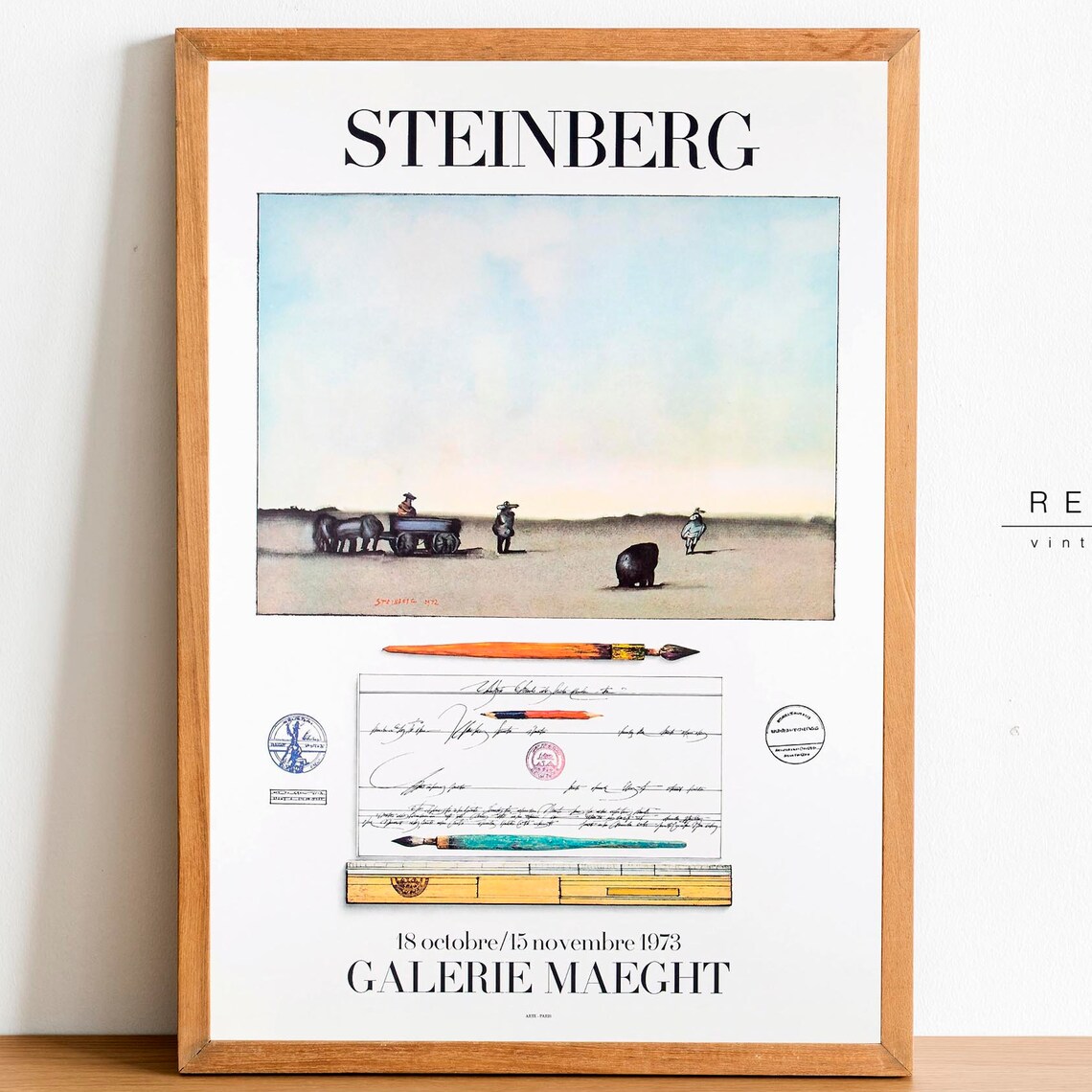 Saul Steinberg Galerie Maeght 1973 Exhibition Vintage Art Poster