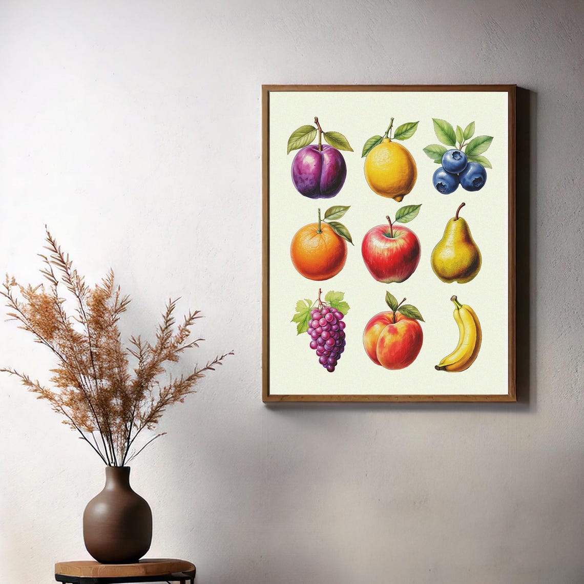Vintage Botanical Fruit Collection Nine Fruits Illustration Art Poster - Image 2