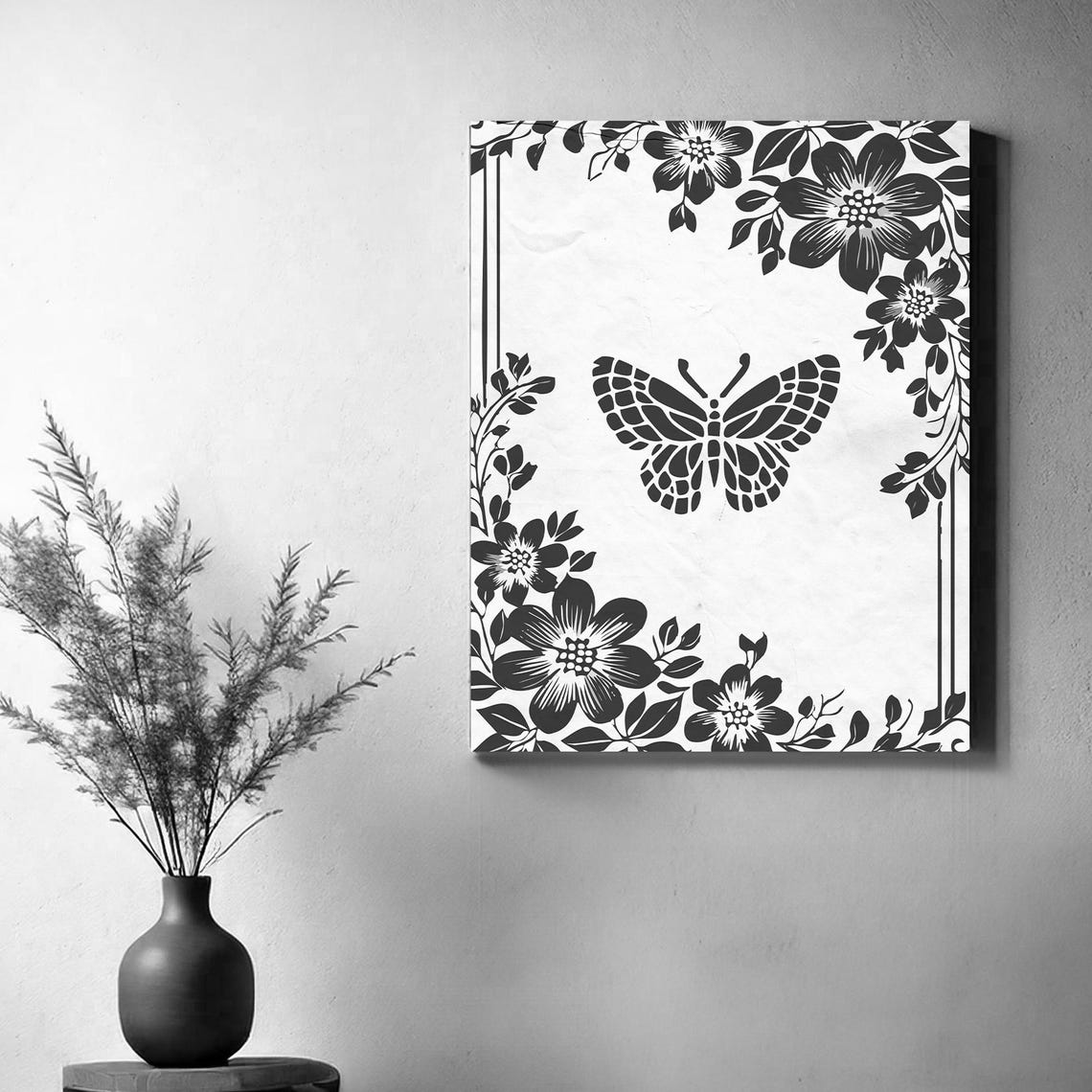 Minimal Nature Wall Art Butterfly Print Art For Apartment Minimal Art Butterfly Art Black And White Butterfly Art Print 037 - Image 3