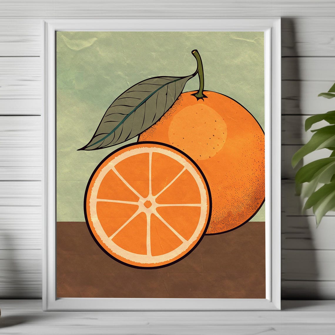Retro Orange Slice Citrus Fruit Bold Vintage Graphic Kitchen Print
