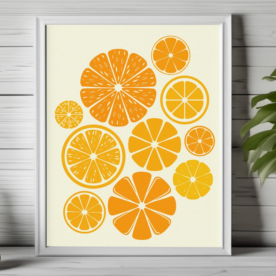 Bold Orange Slice Graphics Minimal Retro Fruit Pattern Art Poster