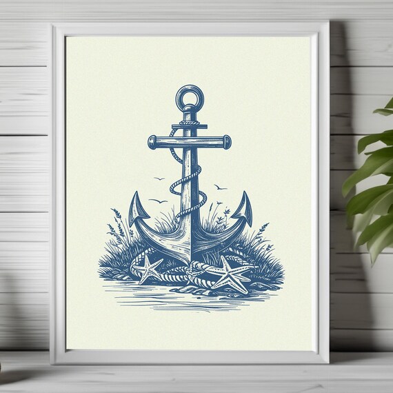 Nautical Anchor Art Print, Coastal Decor