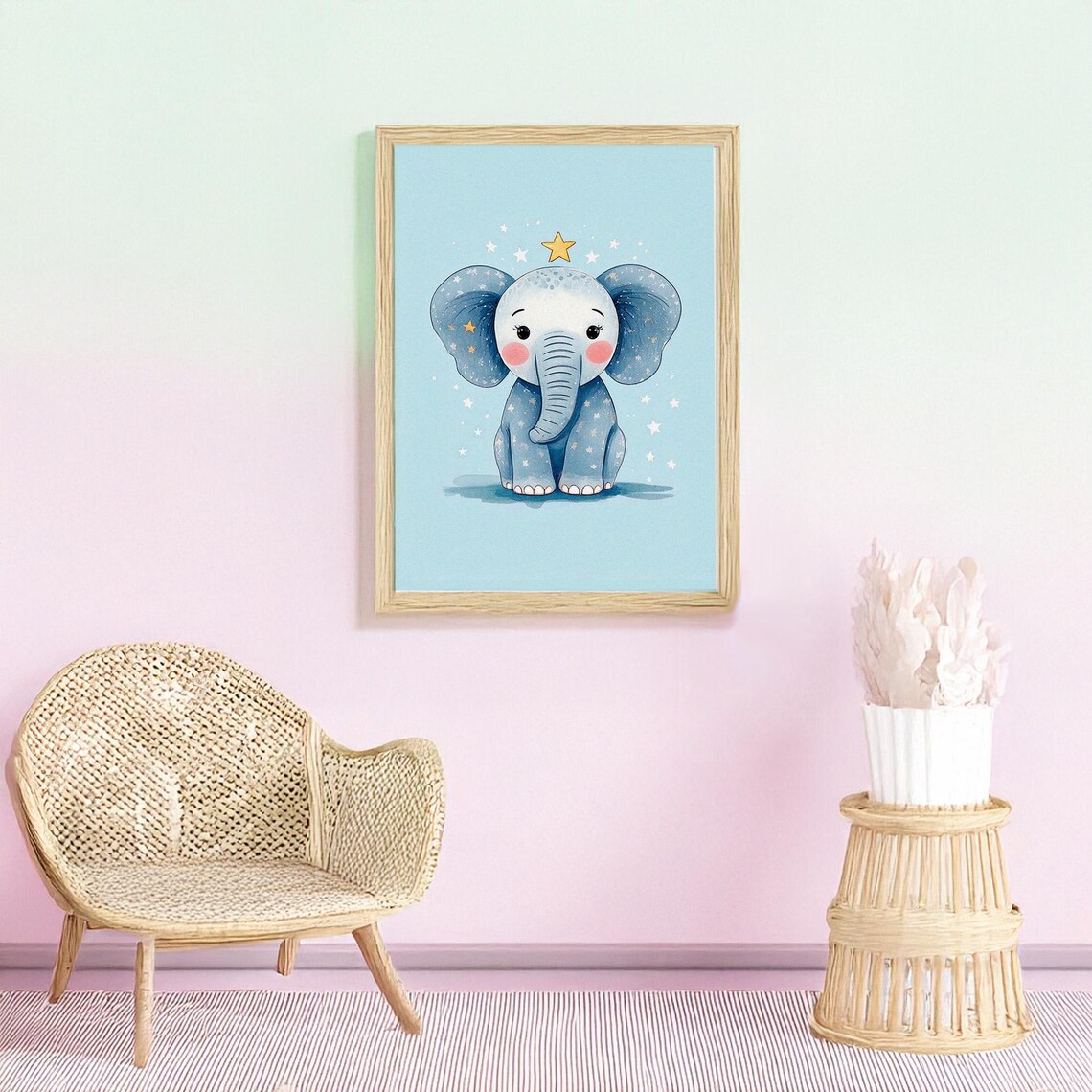 Baby Elephant Nursery Art, Whimsical Animal Print - Image 3