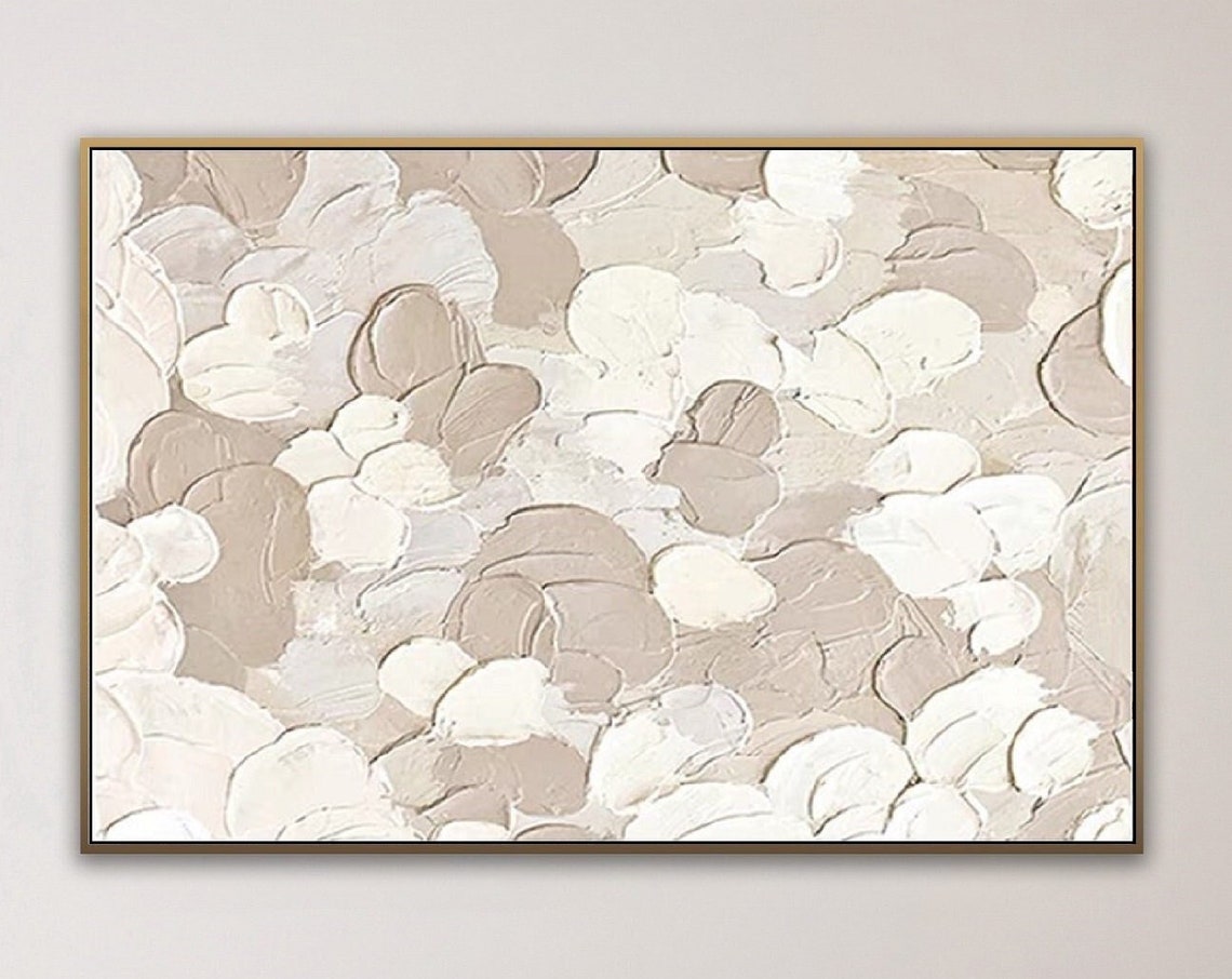 Original Beige White Abstract Painting Beige White 3d Textured Wall Art Beige White Minimalist Art Abstract Painting Beige White 3d Wall Art - Image 5
