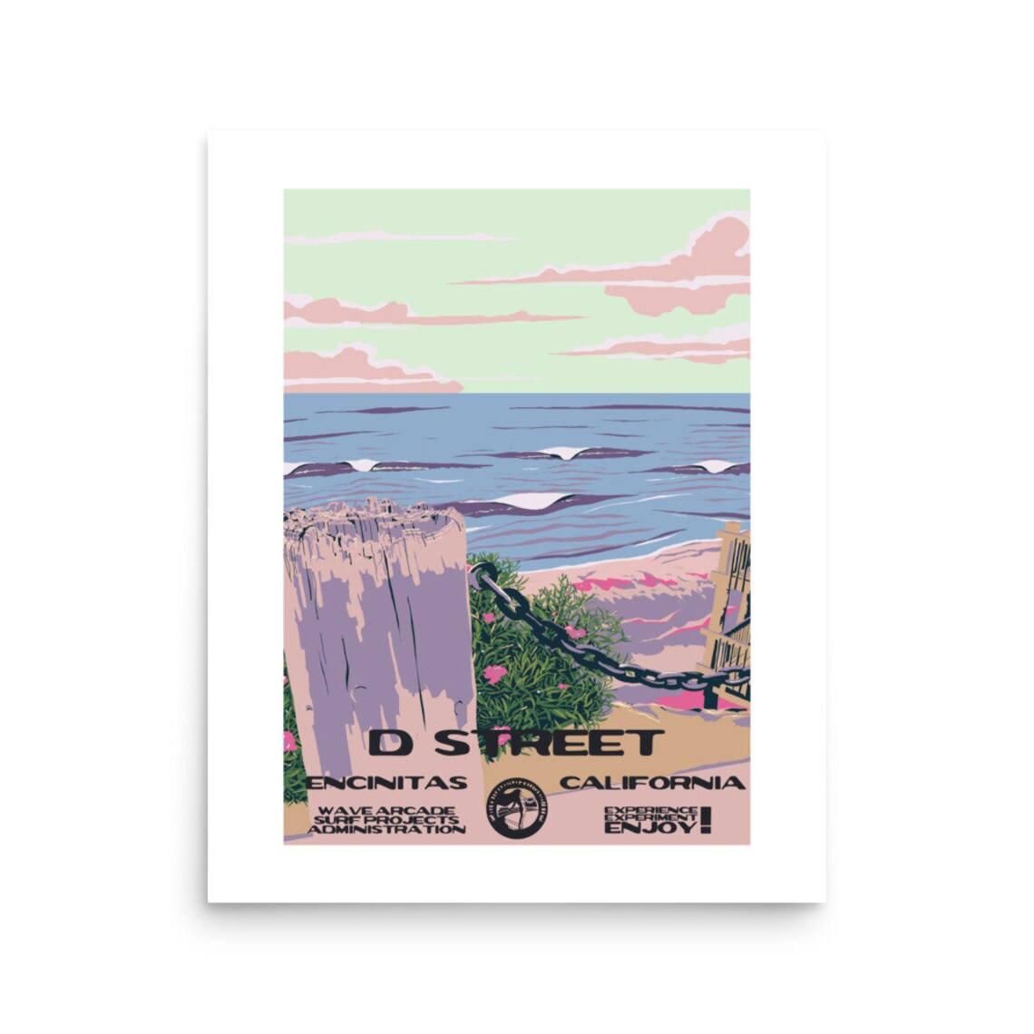 Copy D Street Encinitas Ca Surf Poster National Parks Style - Image 2