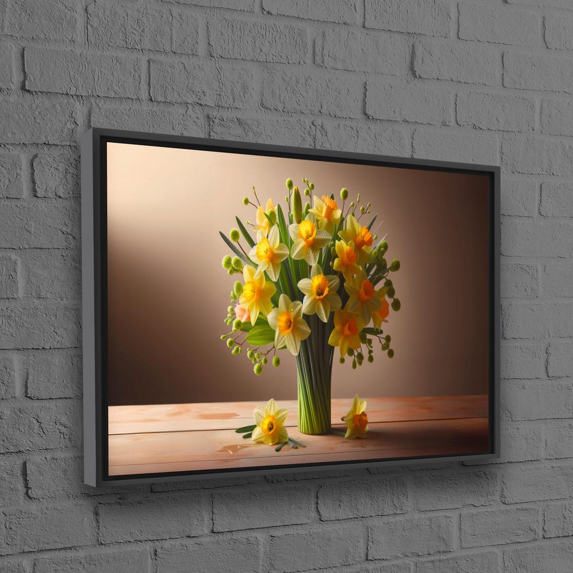 Yellow Daffodils Bouquet Vase Warm Sunlit Spring Floral Poster