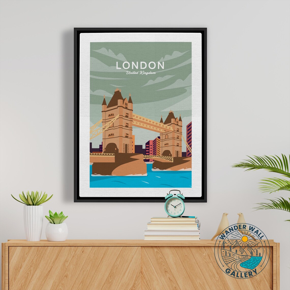 London Tower Bridge Thames River England Vintage Retro Travel Poster - Image 5