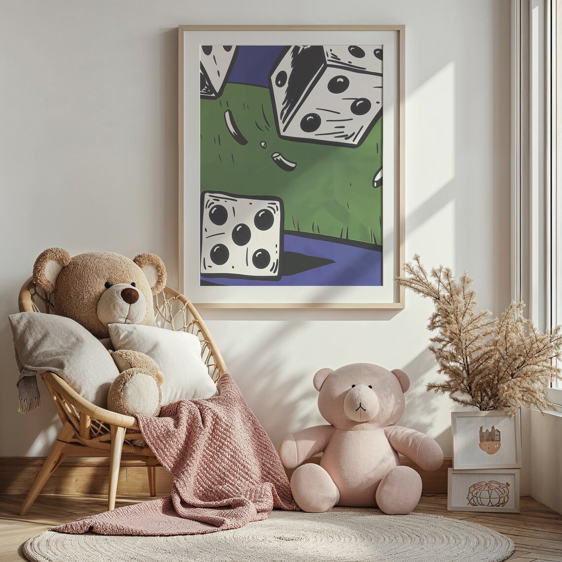 Lucky Dice Night Casino Pop Art Purple Felt Game Room Wall Poster - Image 4