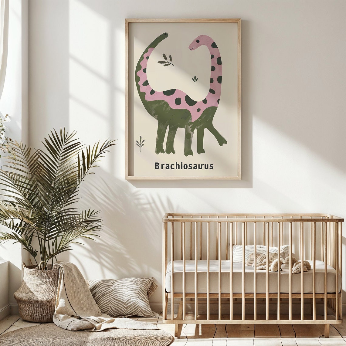 Brachiosaurus Long Neck Pastel Dinosaur Educational Nursery Poster