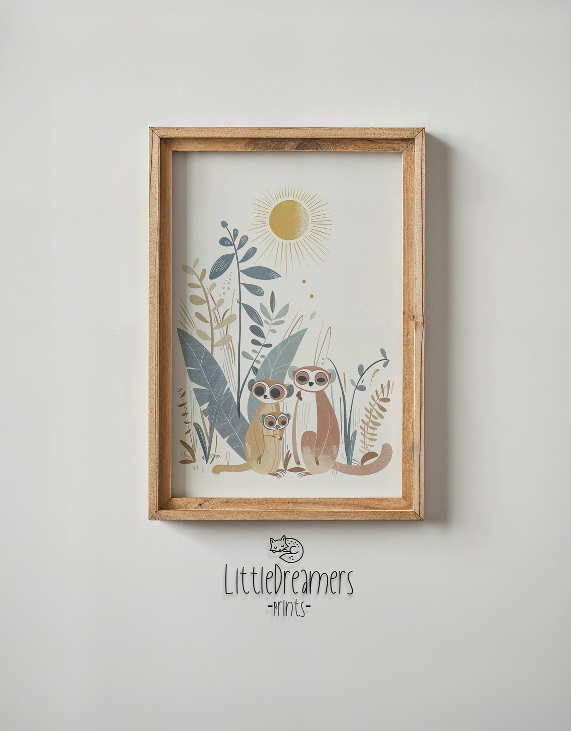 Meerkat Family Sun Nursery Poster Jungle Foliage Cute Kids Room Art - Image 5