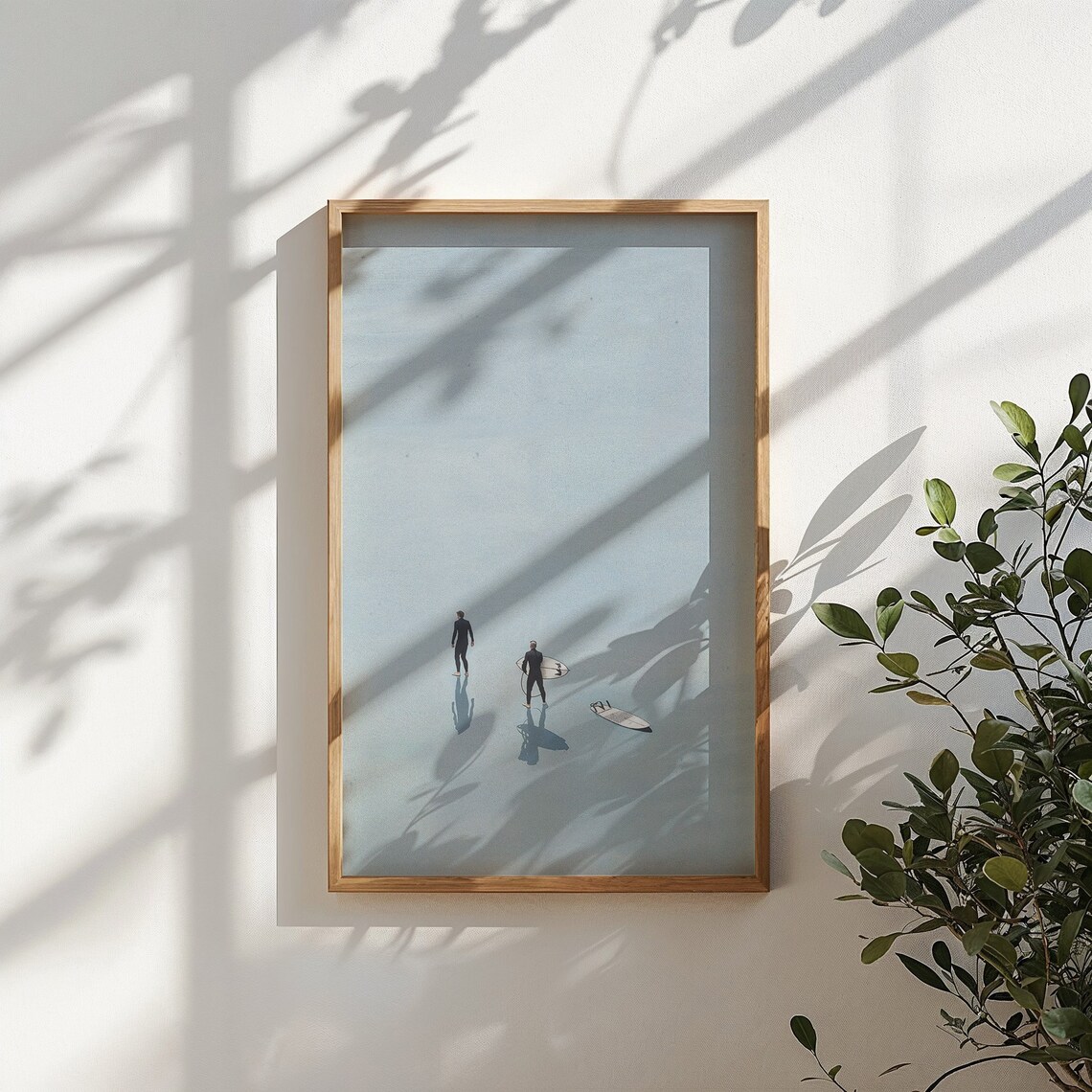 Three Surfers Aerial Beach Walk Minimalist Coastal Fine Art Poster - Image 4