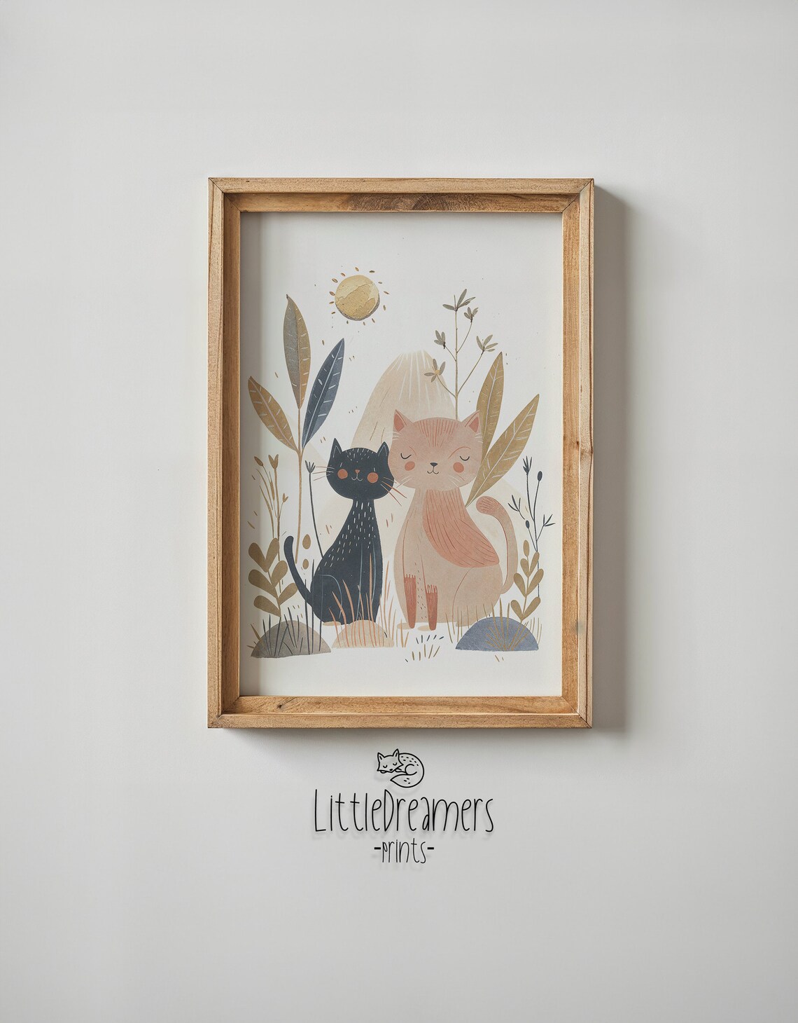 Two Cats in Nature, Whimsical Nursery Art Print - Image 5