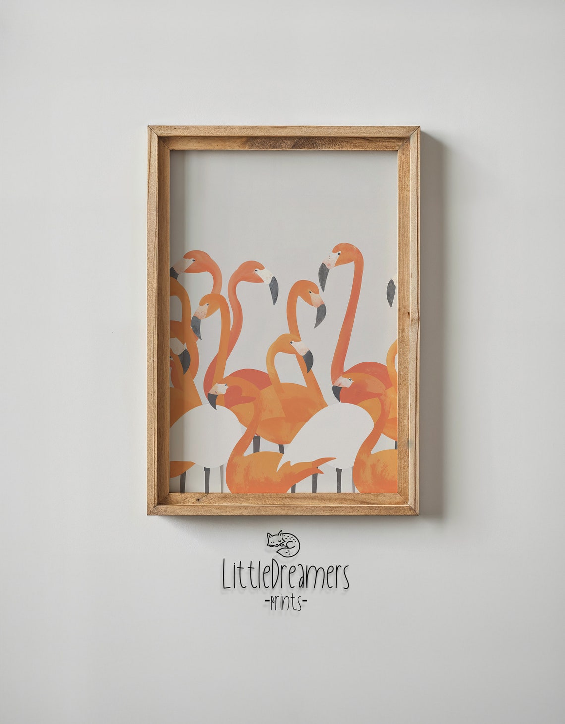 Orange White Flamingo Crowd Tropical Nursery Wall Art Kids Bird Poster - Image 5