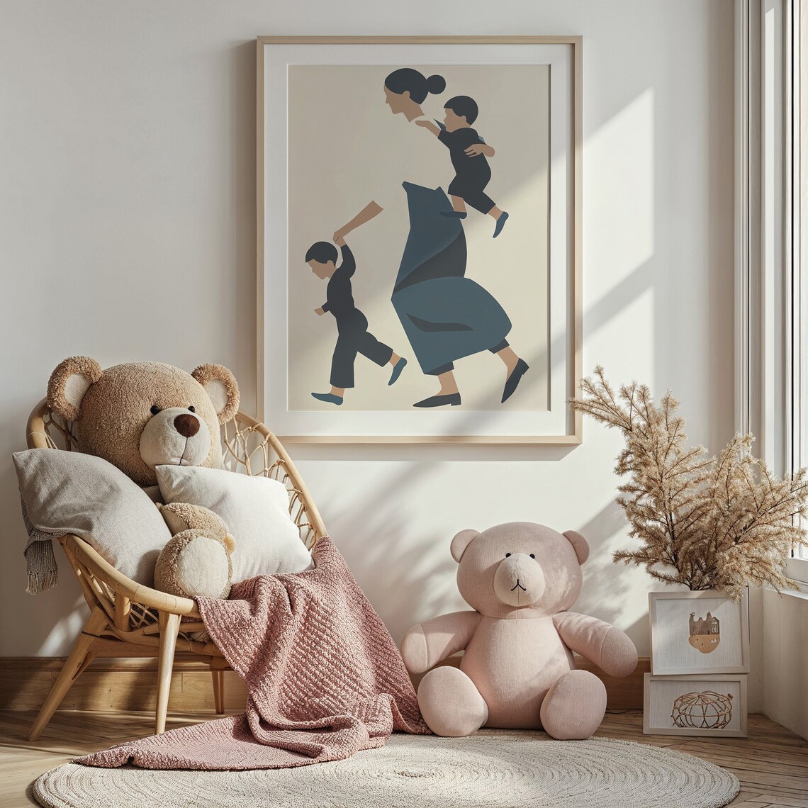 Mother Carrying Child Holding Hand Minimalist Motherhood Art Poster - Image 5