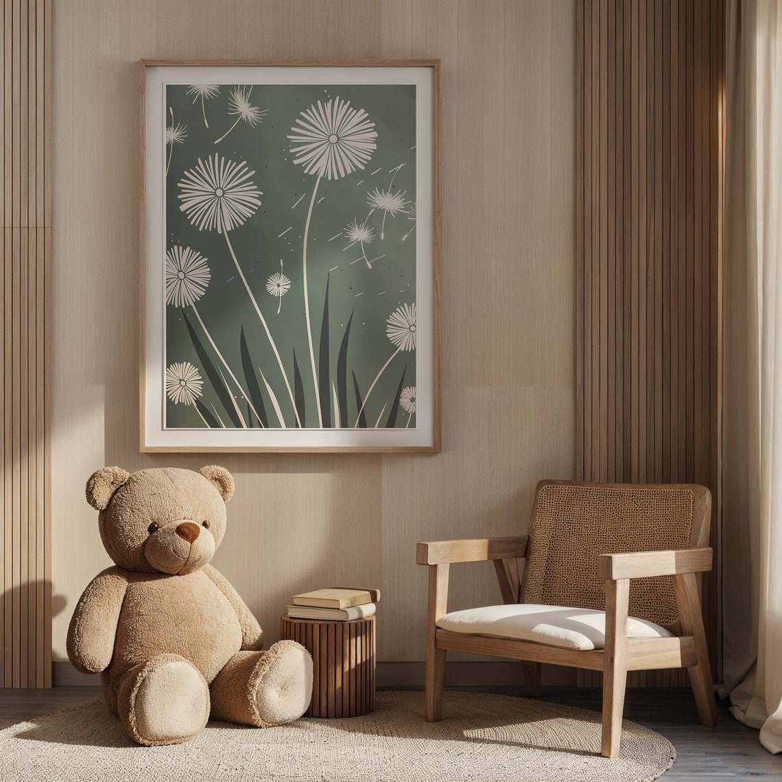 Delicate White Dandelions Sage Green Botanical Wall Art Poster - Image 6
