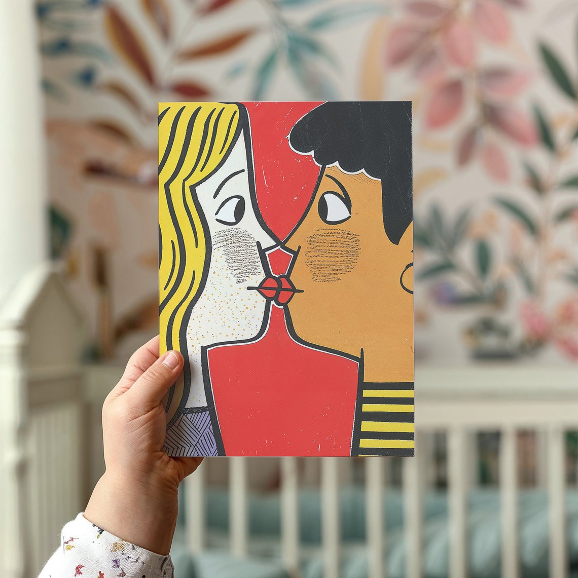 Pop Art Kissing Couple Bold Retro Romance Bedroom Wall Poster - Image 2