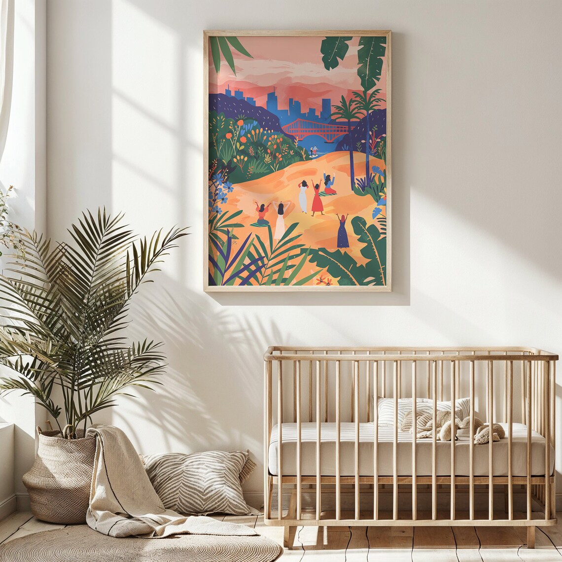 Sunset Cityscape Garden Dance Lush Plants Kids Room Wall Art Poster - Image 6