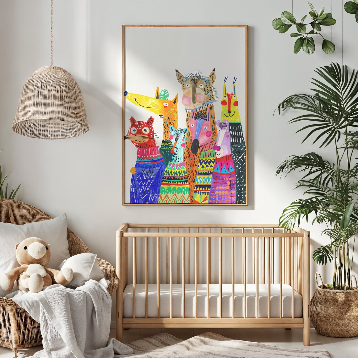 Colorful Animal Friends Safari Nursery Art Print - Image 4