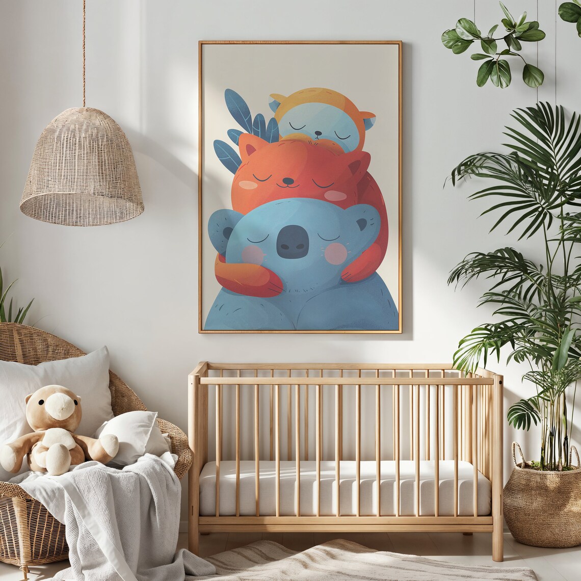 Cuddly Animals Hug Nursery Poster, Baby Koala Fox Otter - Image 3