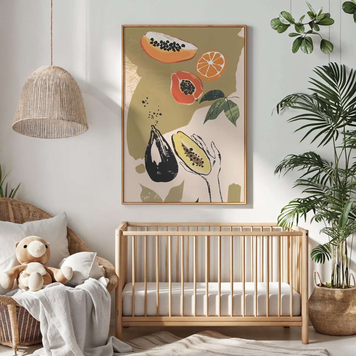 Papaya Orange Fig Fruit Composition Tropical Modern Kitchen Poster - Image 3