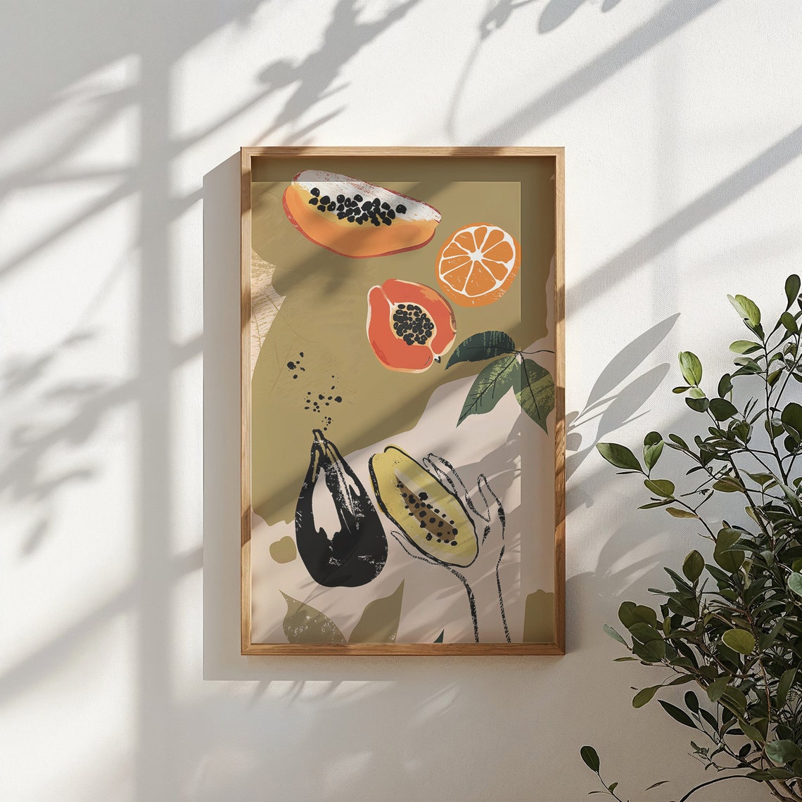 Papaya Orange Fig Fruit Composition Tropical Modern Kitchen Poster - Image 5