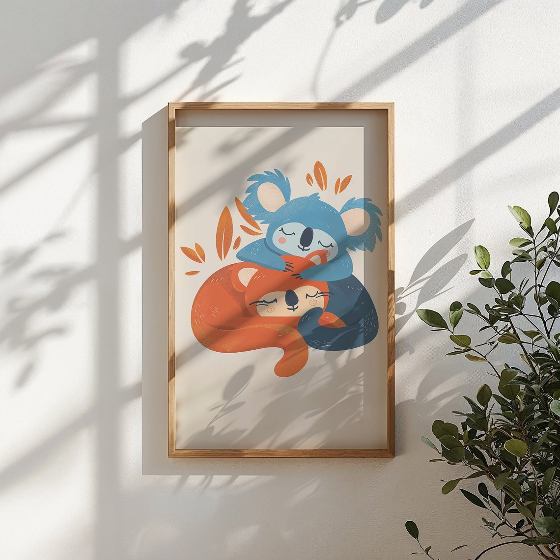 Sleeping Koala Fox Cuddle Pair Cozy Friends Illustration Kids Poster - Image 4