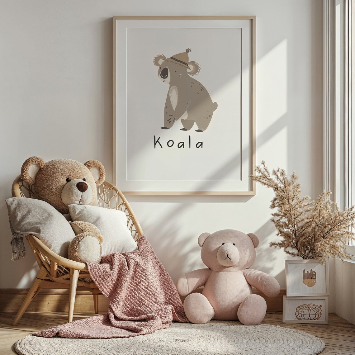 Koala Wearing Hat Cream Background Kids Nursery Bedroom Art Poster - Image 3