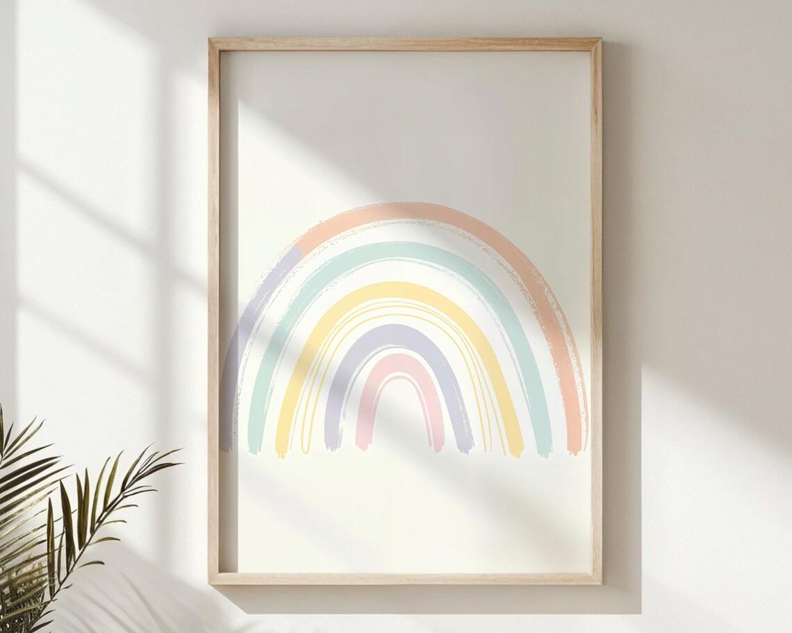 Wide Pastel Rainbow Arches Minimal Nursery Kids Room Decor Poster - Image 5