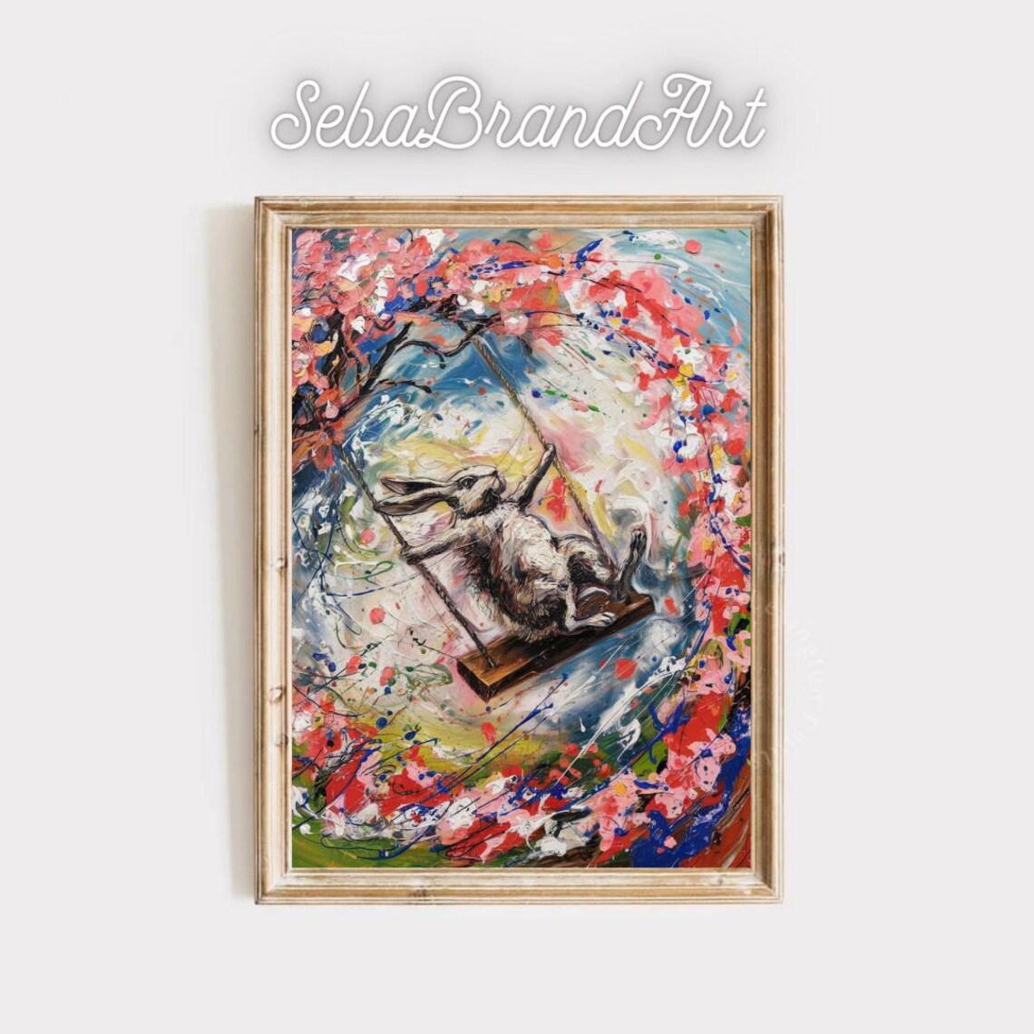Jackson Pollock Style Ecstatic Swing, Abstract Rabbit