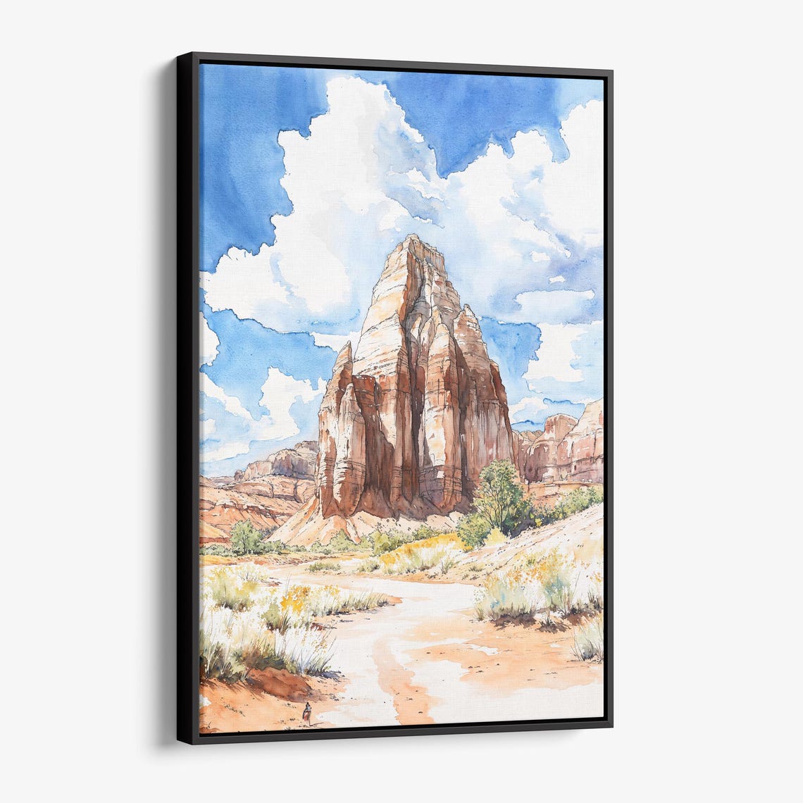 Red Rock Desert Spire Watercolor Southwest Canyon Landscape Poster
