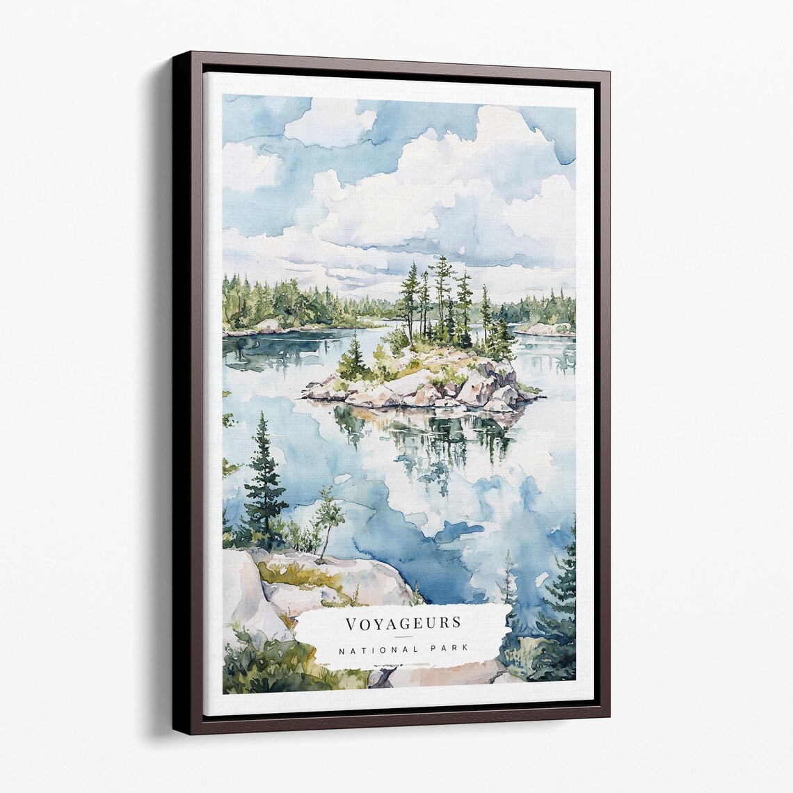 Voyageurs National Park Minnesota Lake Island Watercolor Poster