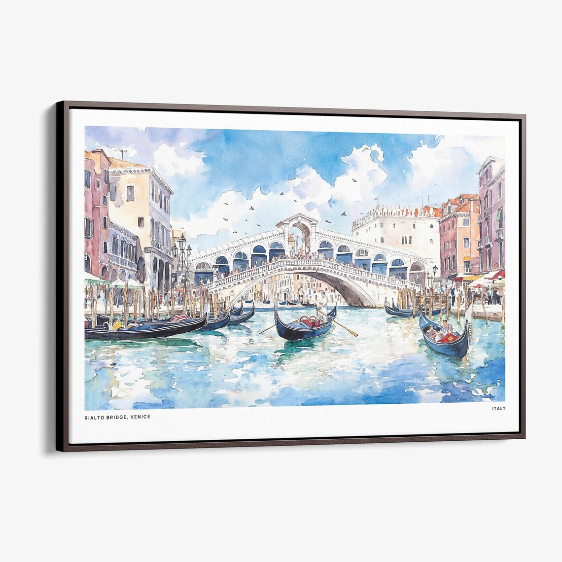 Rialto Bridge Venice Grand Canal Watercolor Italy Travel Poster