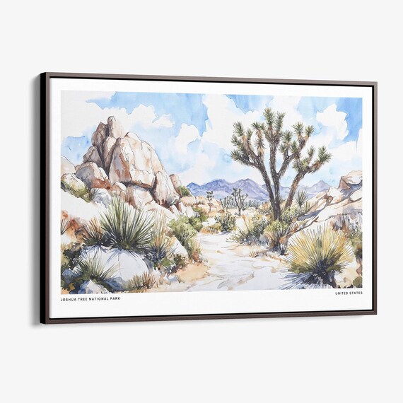 Joshua Tree National Park Desert Watercolor Landscape Art Poster