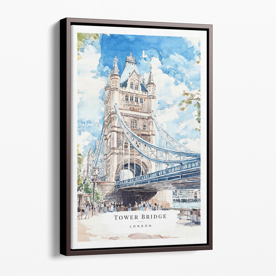 Tower Bridge London Iconic Landmark Watercolor Skyline Wall Art