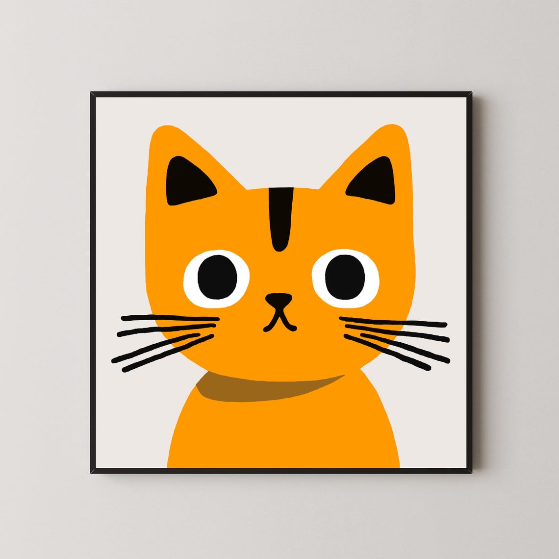 Bold Red Cat Face Minimalist Geometric Nordic Kitchen Wall Art Poster - Image 4