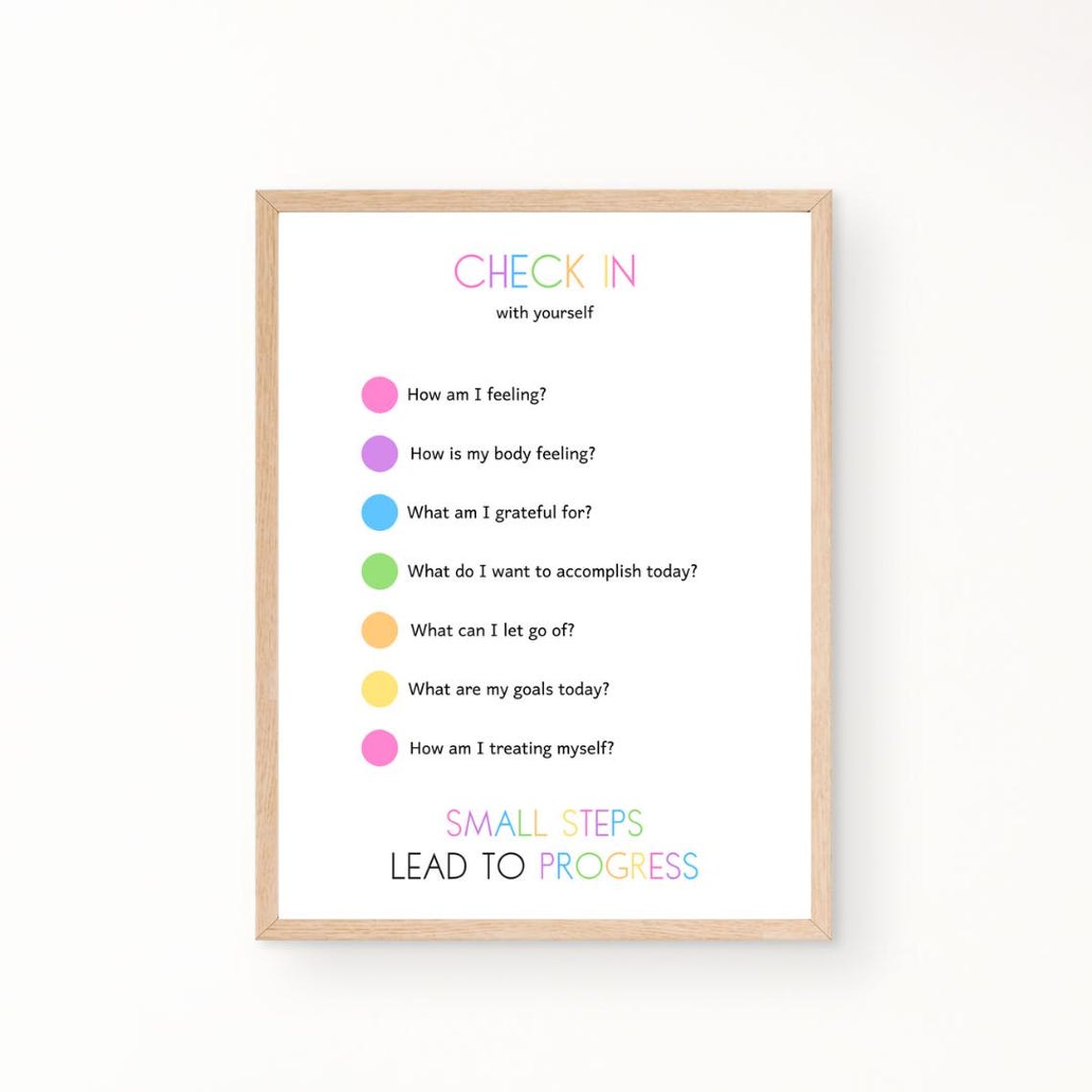 Check In With Yourself Small Steps Lead To Progress Pastel Poster