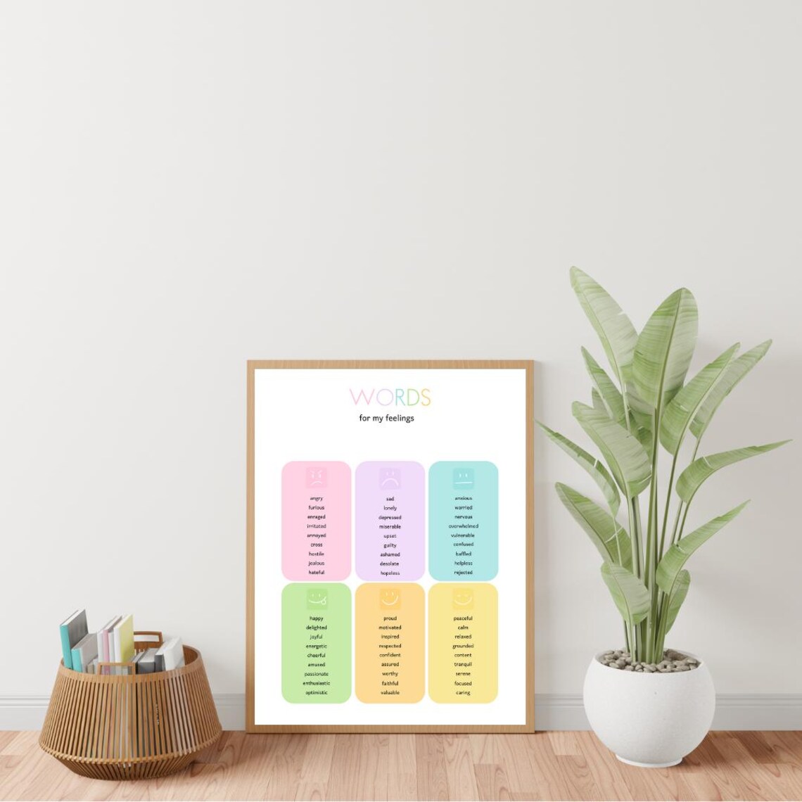 Words For My Feelings Emotion Vocabulary Kids Therapy Chart Poster - Image 2