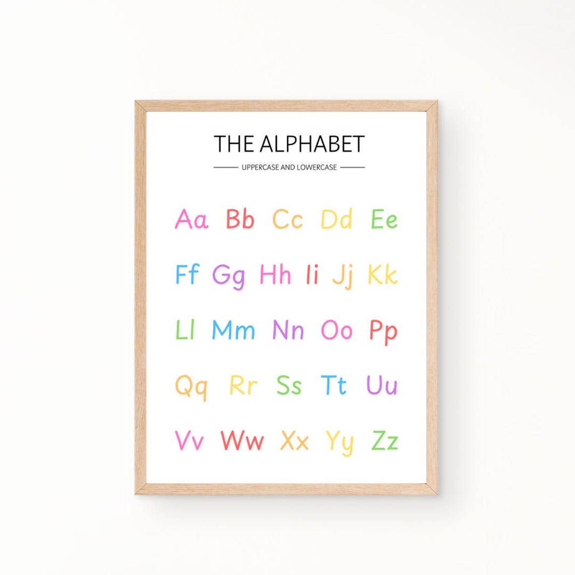 Rainbow Alphabet Uppercase Lowercase Colorful Letters Kids Room Poster