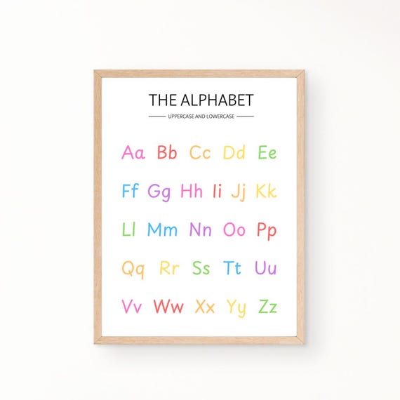 Rainbow Alphabet Education Print Uppercase Lowercase Alphabet Print Homeschool Print Classroom Print Playroom Print Montessori Print